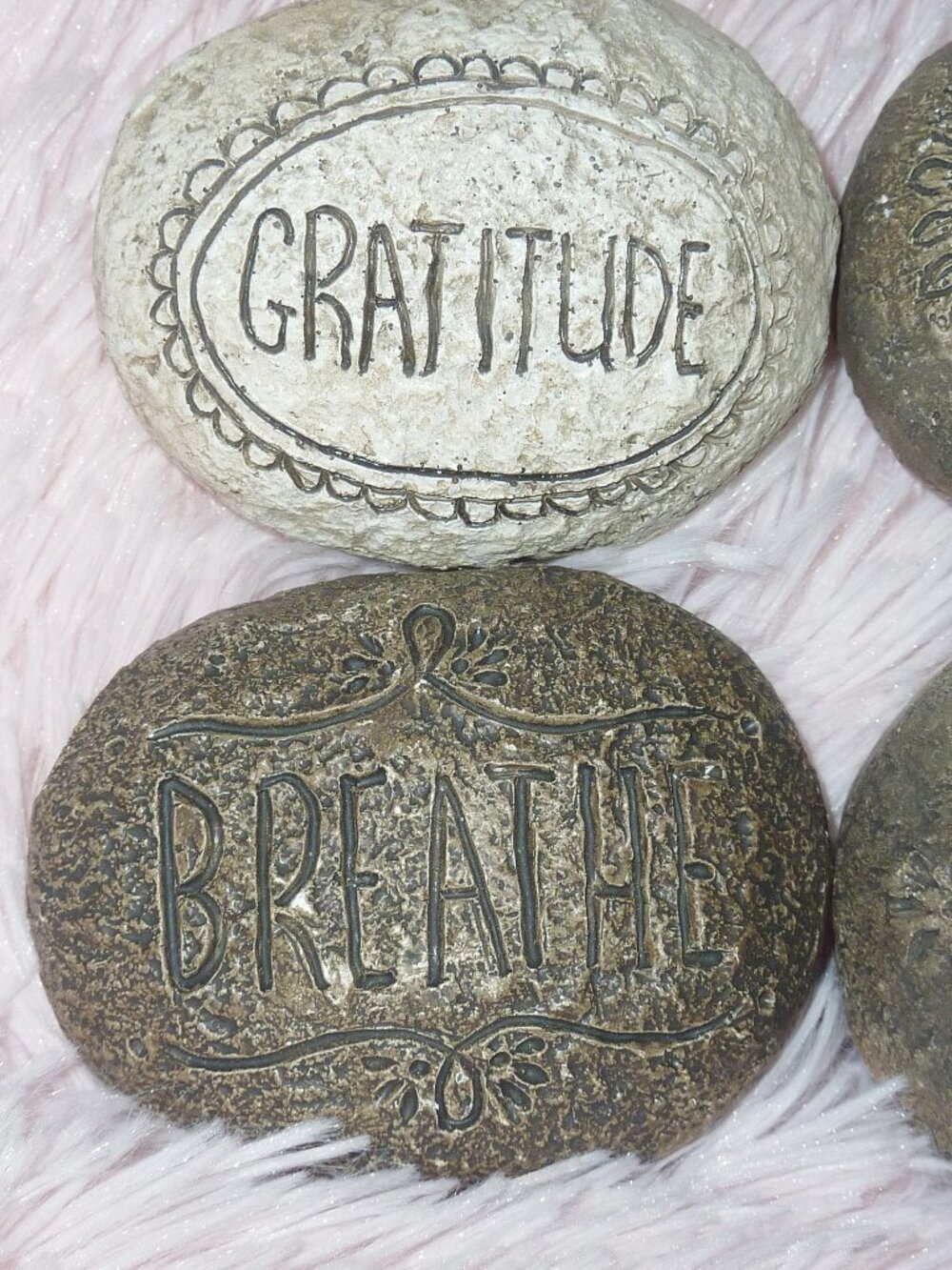 New Lot of 4 Decorative Positive Hollow Rocks Love Forgive Breathe Gratitude